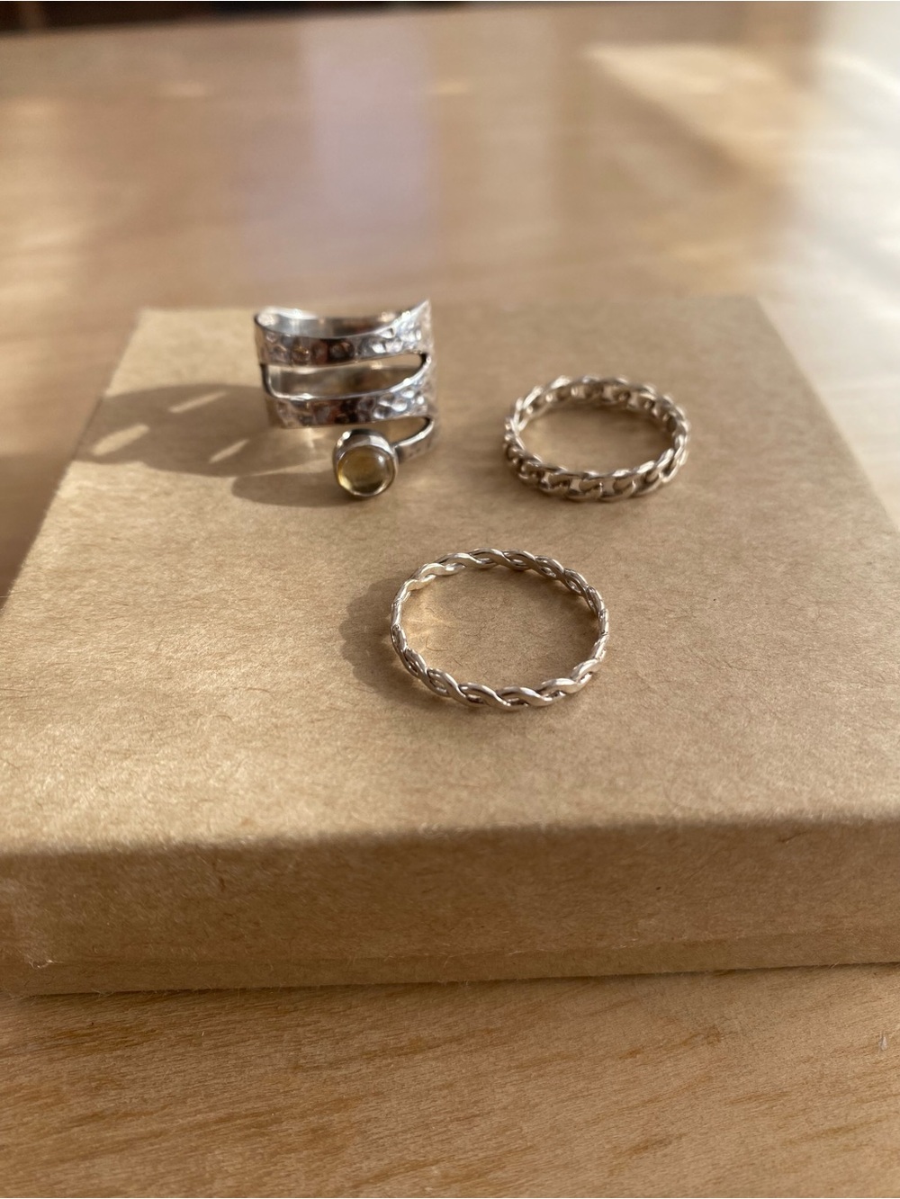 Silver Tone Women's Ring Set - Braided & Textured Stackable Bands
